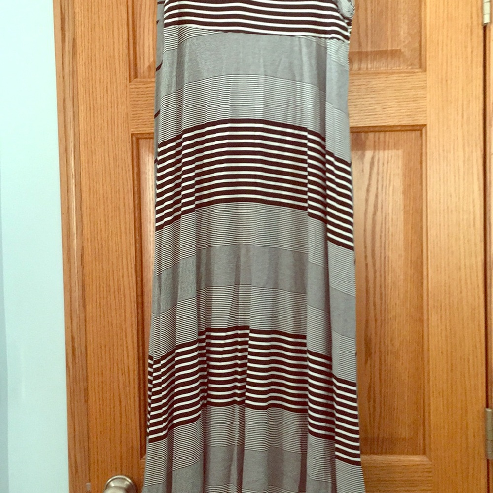 Black & White Stripe Maxi Skirt L